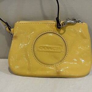 Y2K Coach Yellow Patent Handheld Wristlet Purse